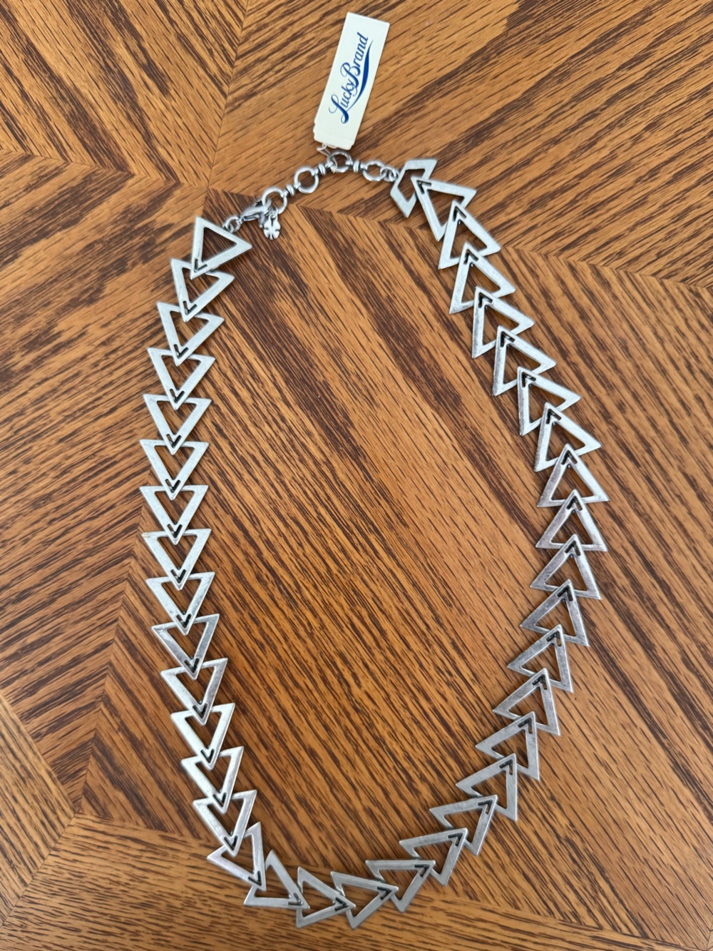 NWT Silver Geometric Triangle Link Necklace by Lucky Brand